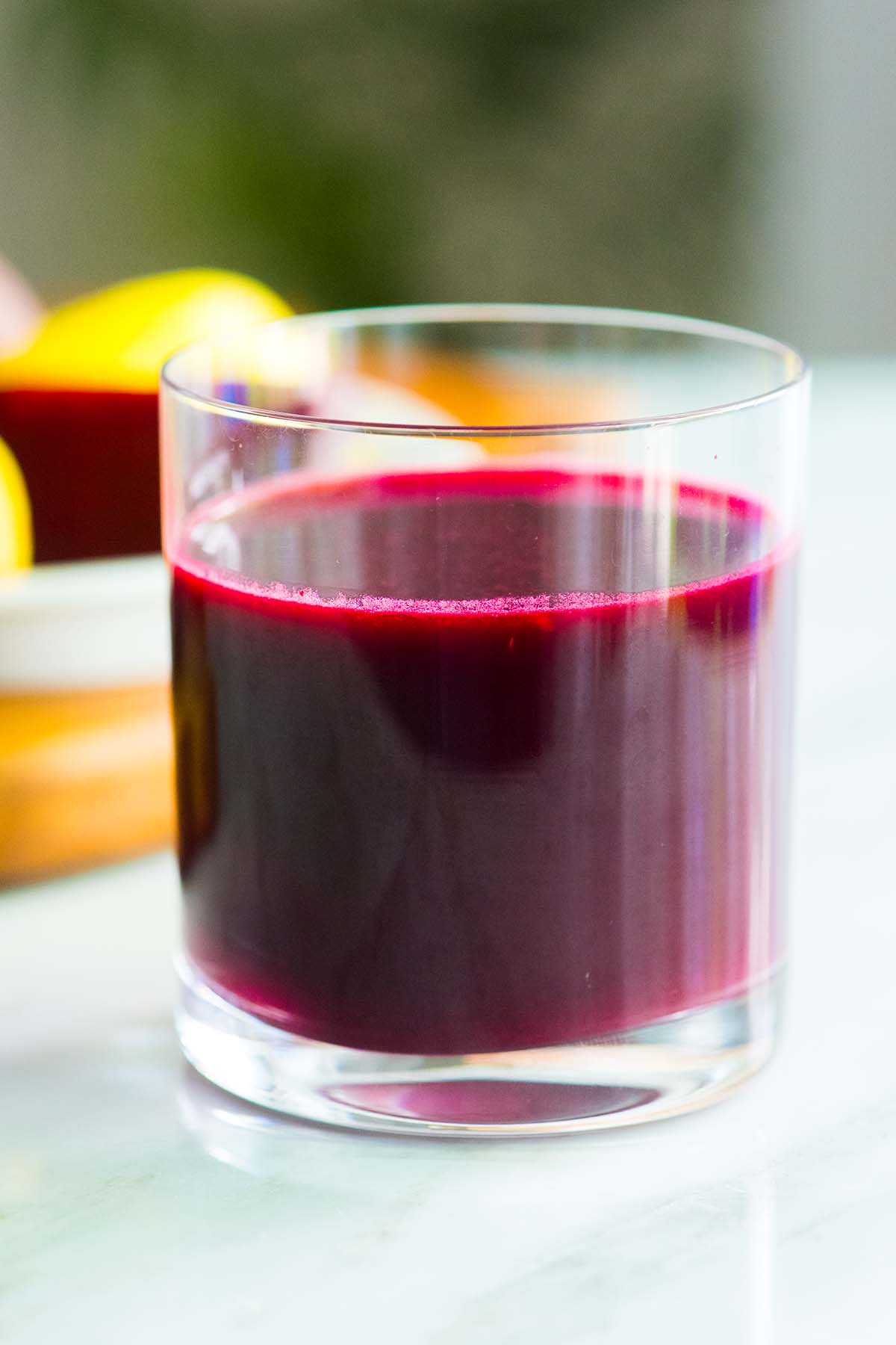Beet juice in glass