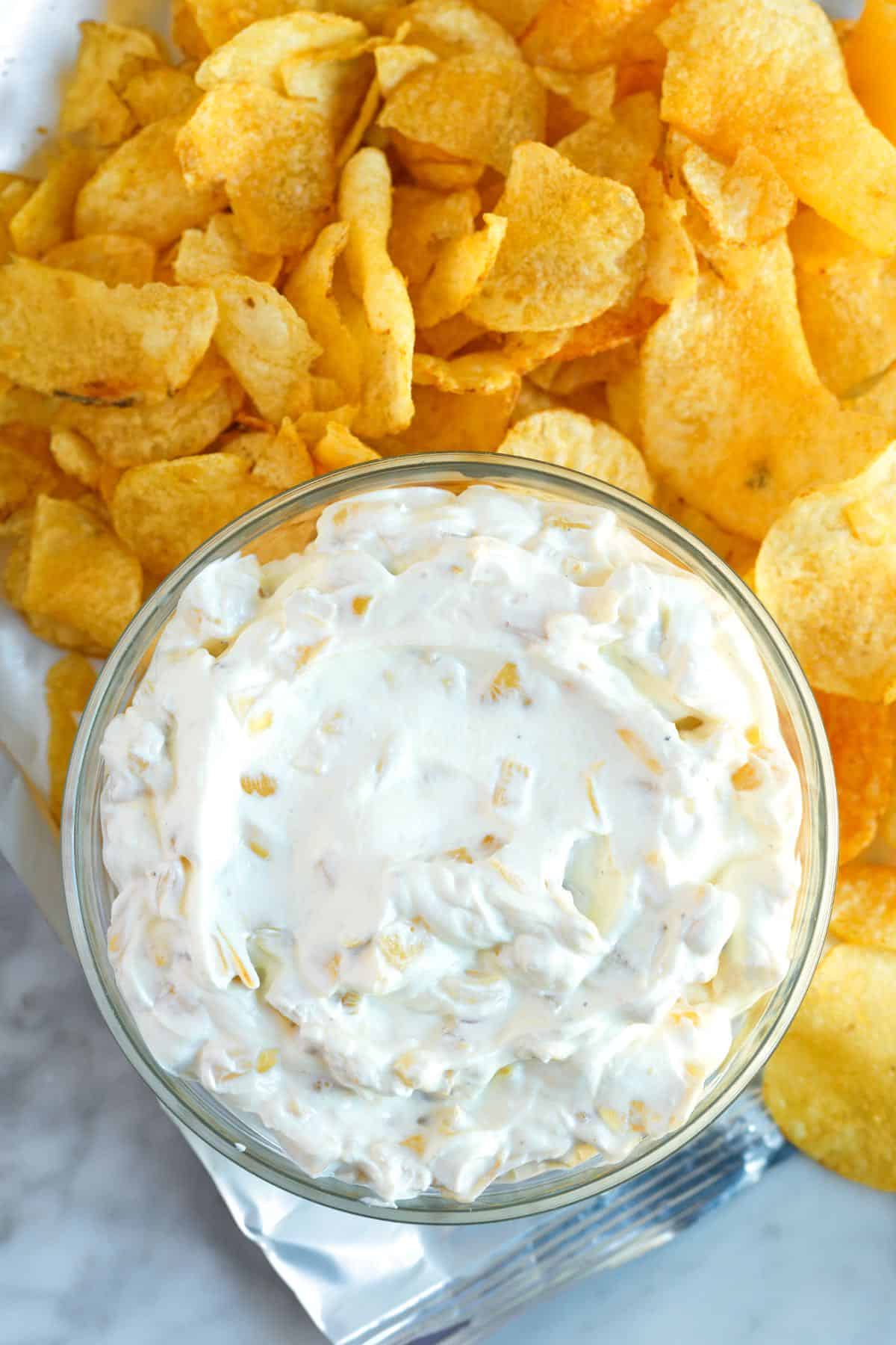 Caramelized Onion Dip with Chips