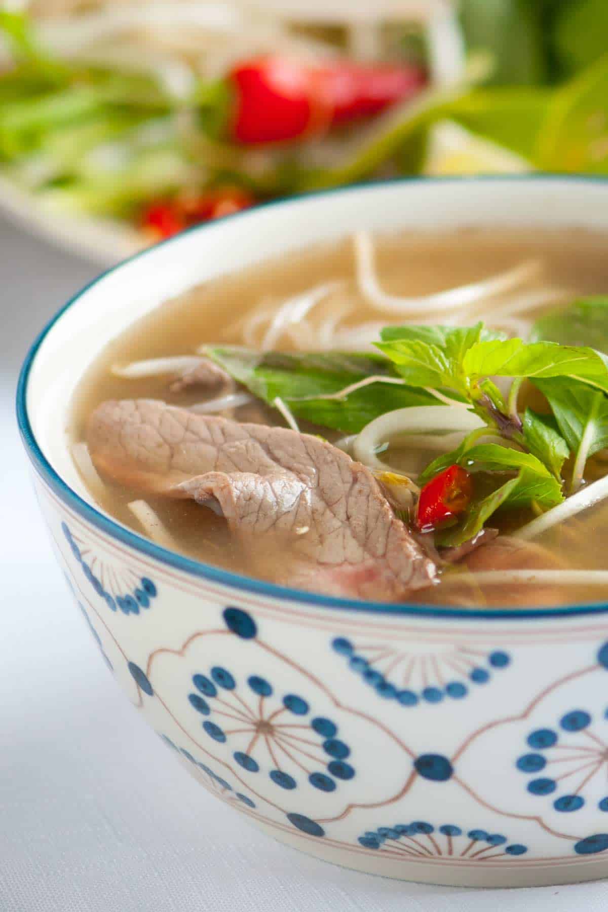 Bowl of Homemade Pho Soup (Vietnamese Beef Noodle Soup)